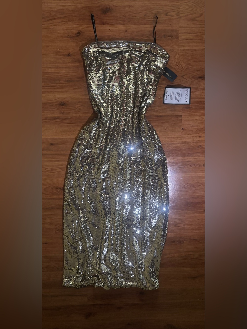 Macy's Gold Sequin Strapless Bodycon Dress